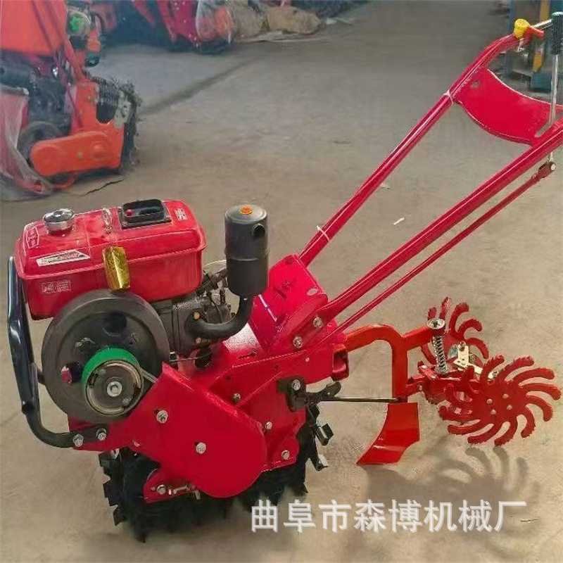 手扶链轨式履带微耕机家用小型翻地松土犁田机开沟机多功能耕地机