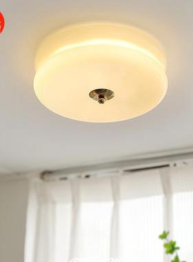 中古法式奶油风吸顶灯奶黄奶白主卧室过道阳台餐厅全光谱玻璃灯具