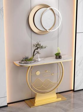 意式入户门轻奢岩板玄关条桌子铁艺靠墙超窄玄关台门厅玄关柜