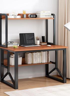 书桌简约电脑台式学生学习家用写字书柜书架组合一体简易卧室桌子