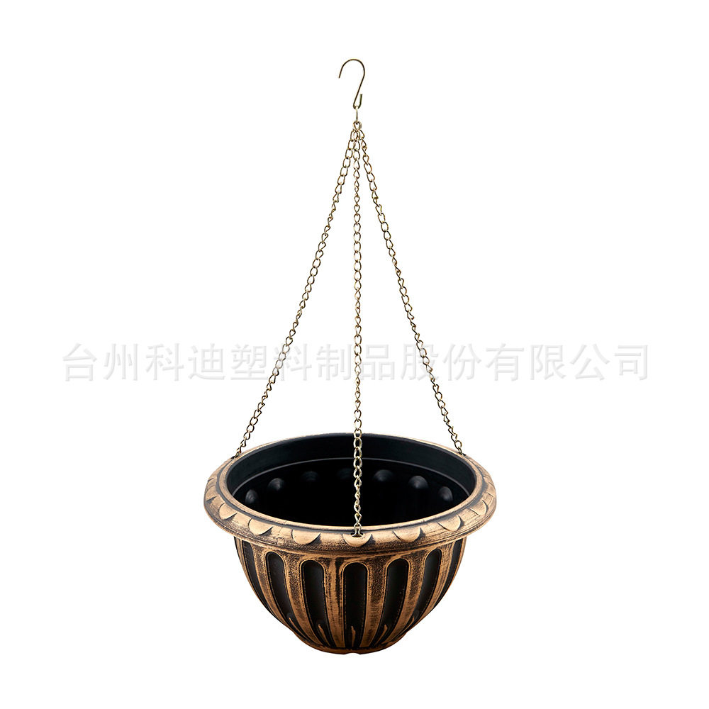 厂家直销KD7025S配铁链仿古做旧塑料吊盆挂篮吊篮垂吊花盆