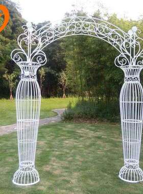 百界欧式婚庆铁艺拱门架子婚礼入场白色花门拍摄道具摆件花园拱门