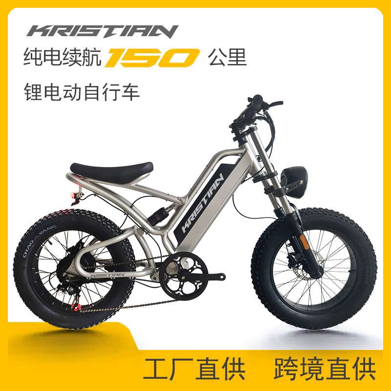 工厂20寸变速山地电动胖胎雪地助力车越野摩托电动自行车