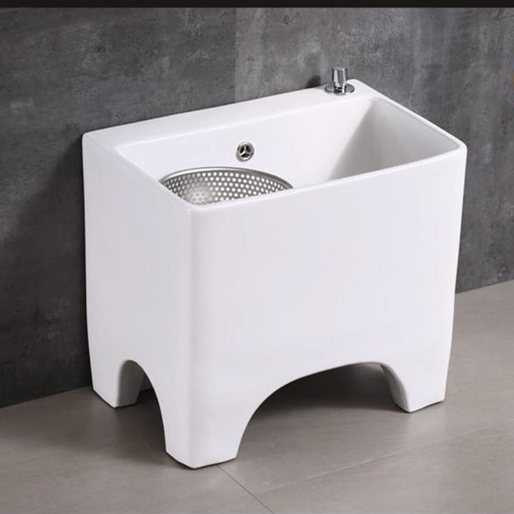 卫生间洁具家用拖把池阳台地盆拖布池长方形加高墩布池大号槽池