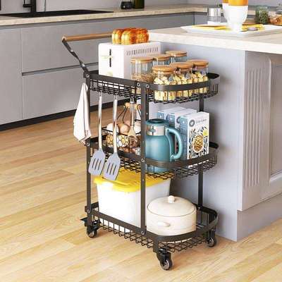 厨房落地式多层带轮收纳小推车婴儿用品小推车可移动多功能置物架
