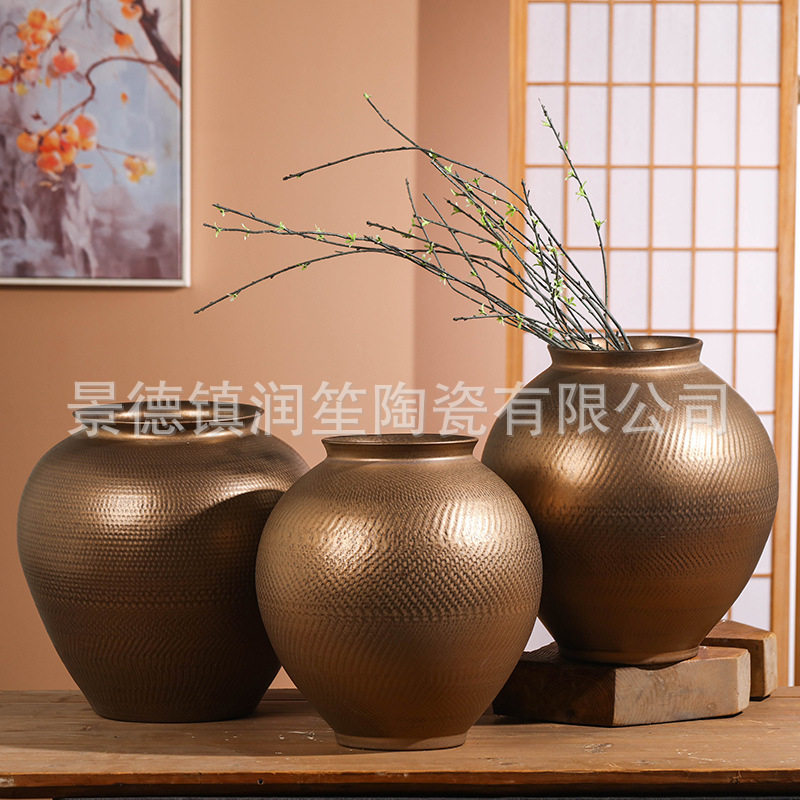 简约花瓶陶罐花器复古陶瓷摆件家居装饰创意工艺品批发跨境客厅