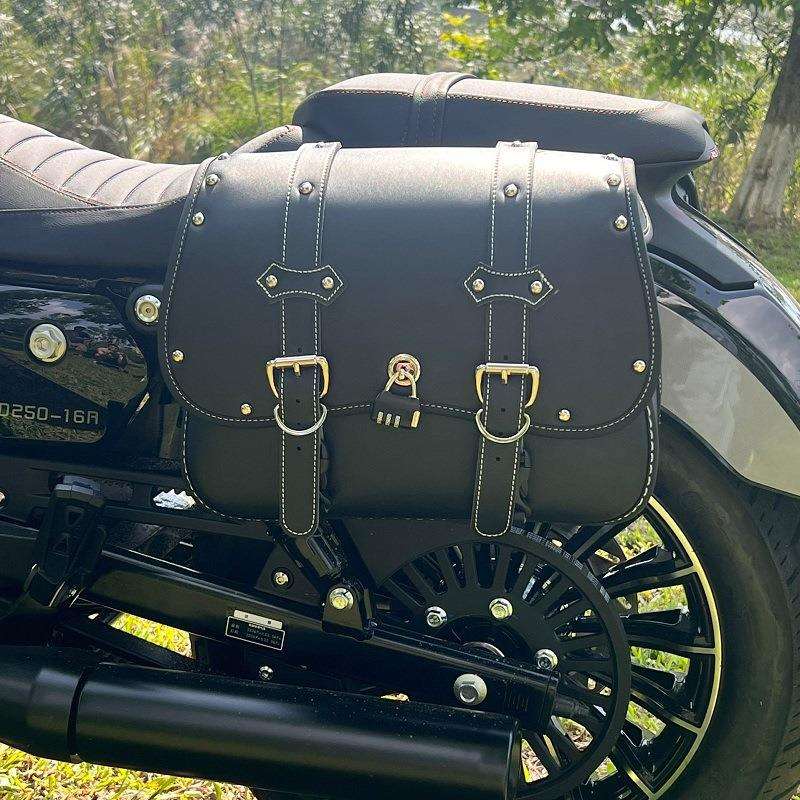 珊艺复古机车无极金吉拉黑旗春风边包帆布包改装折叠靠背改装机车