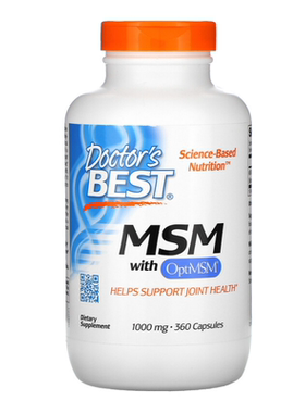 现货美国Doctor's Best含 OptiMSM 的 MSM，1000 毫克360 粒胶囊