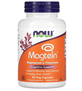 NOW Foods, Magtein，L-苏糖酸镁，90 粒素食胶囊
