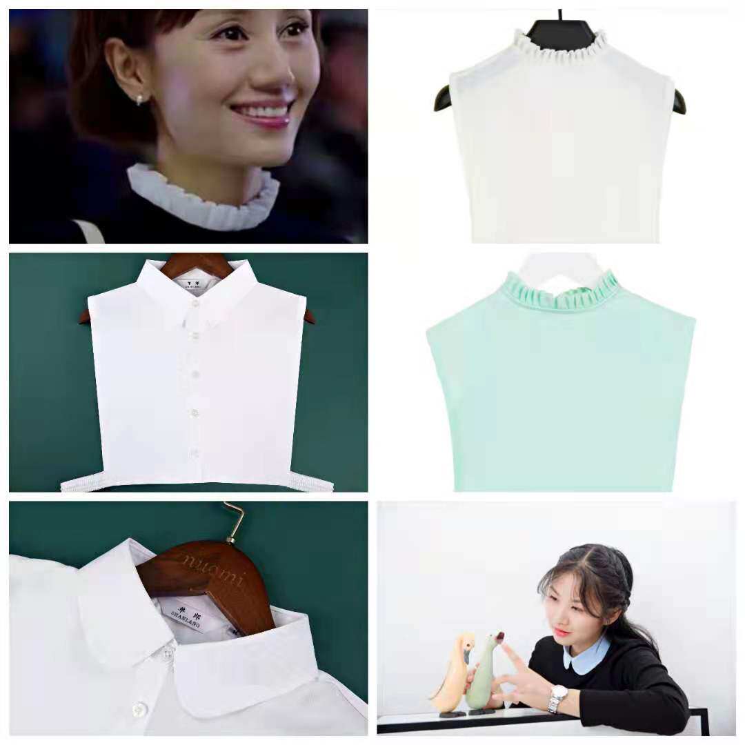 FALSE COLLAR WOMENS SWEATER DECORATED RUFFLES STANDING COLLAR HALF-LENGTH DOLL COLLAR FOUR-SEASON BASE ROUND NECK COTTON SHIRT COLLAR