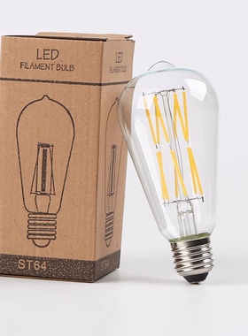 led爱迪生灯泡E27大螺口ST64复古仿钨丝灯护眼暖白黄光节能4瓦
