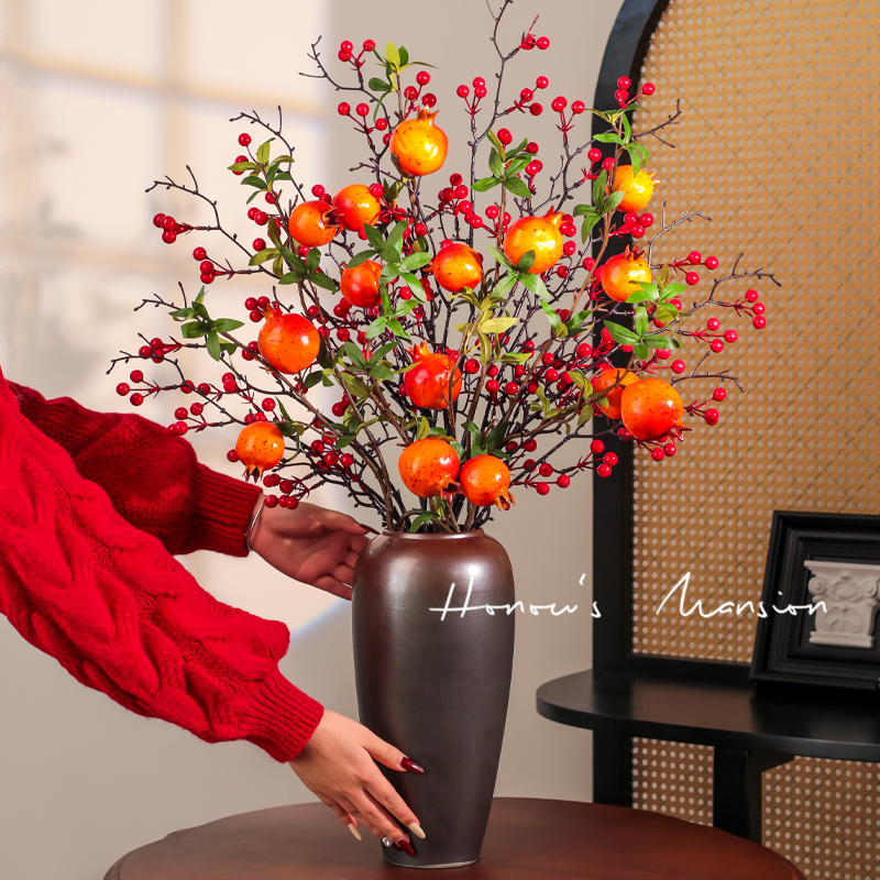仿真假花石榴發財果客廳擺設