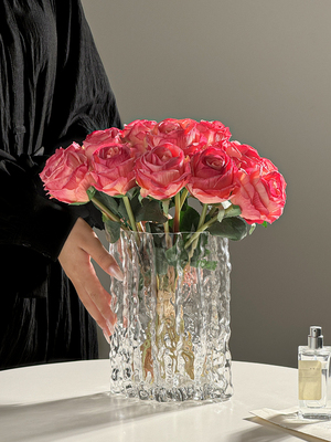 玫瑰仿真花轻奢高端餐桌客厅仿生花摆设假花拍摄道具装饰花艺摆件