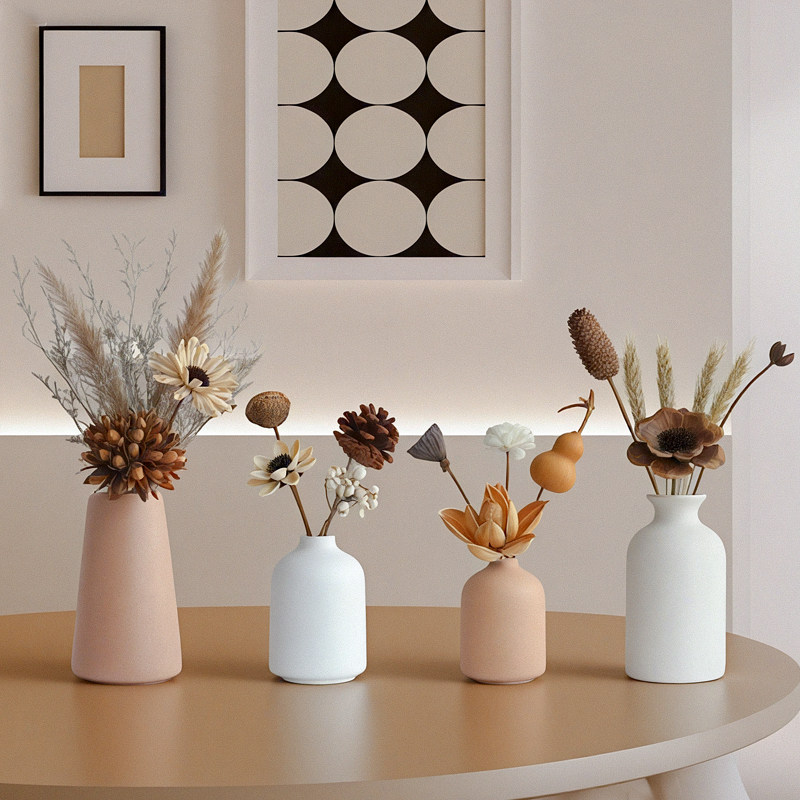 原木奶油风家居装饰品客厅玄关酒柜餐桌面干花花束小花瓶假花摆件,家居饰品,花瓶,淘宝优惠券,粉丝福利购,淘宝优惠卷