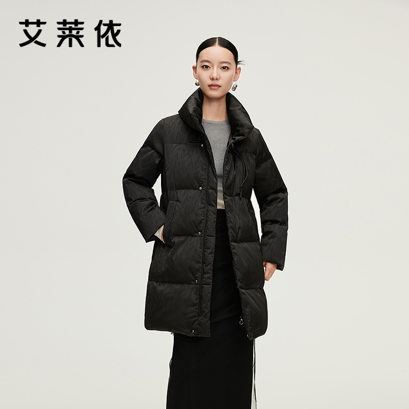 艾莱依国风立领羽绒服商场同款盘扣设计气质优雅正肩新中式外套女