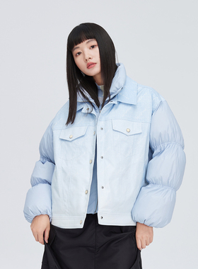 艾莱依冬季时尚百搭休闲外套户外防风保暖宽松短款羽绒服女士4126