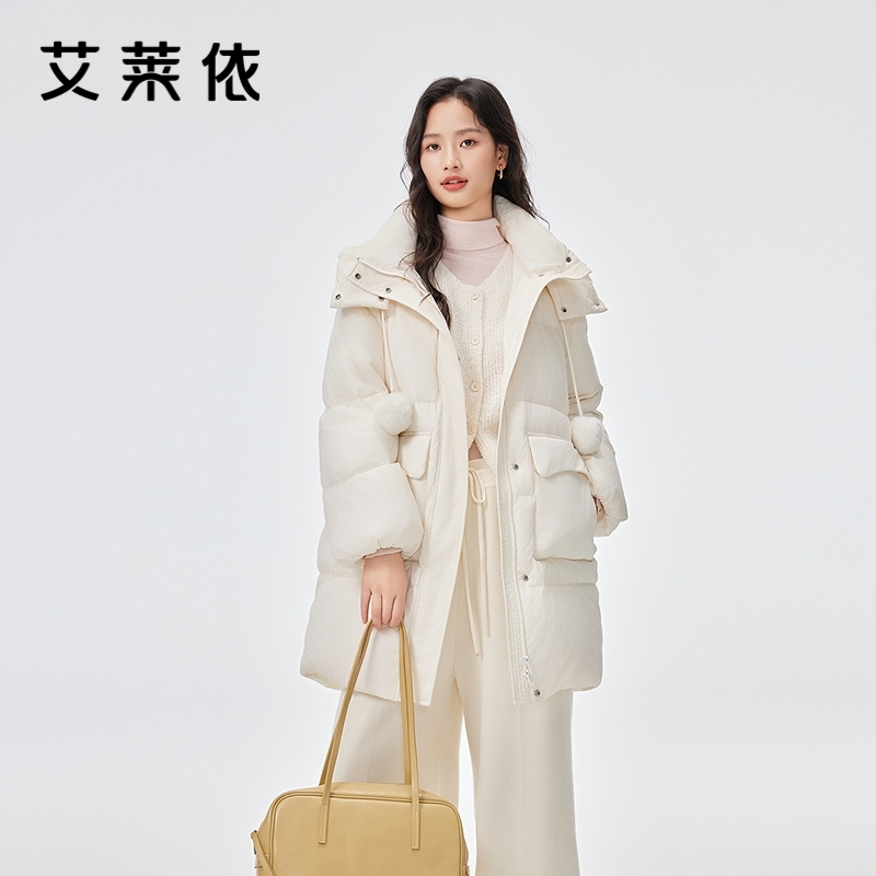 艾莱依商场同款时尚毛球羽绒服