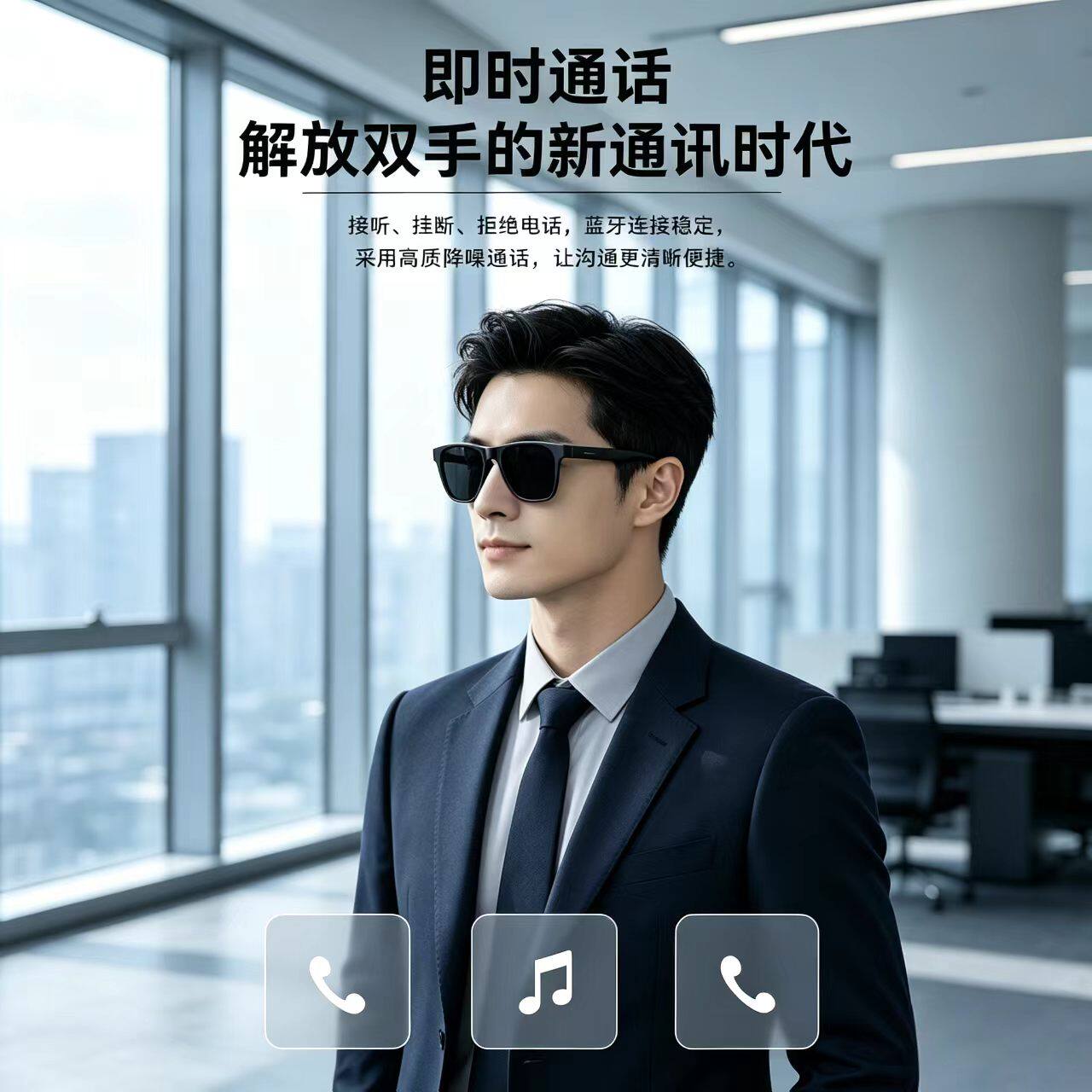 AI偏光防紫外蓝牙通话智能墨镜