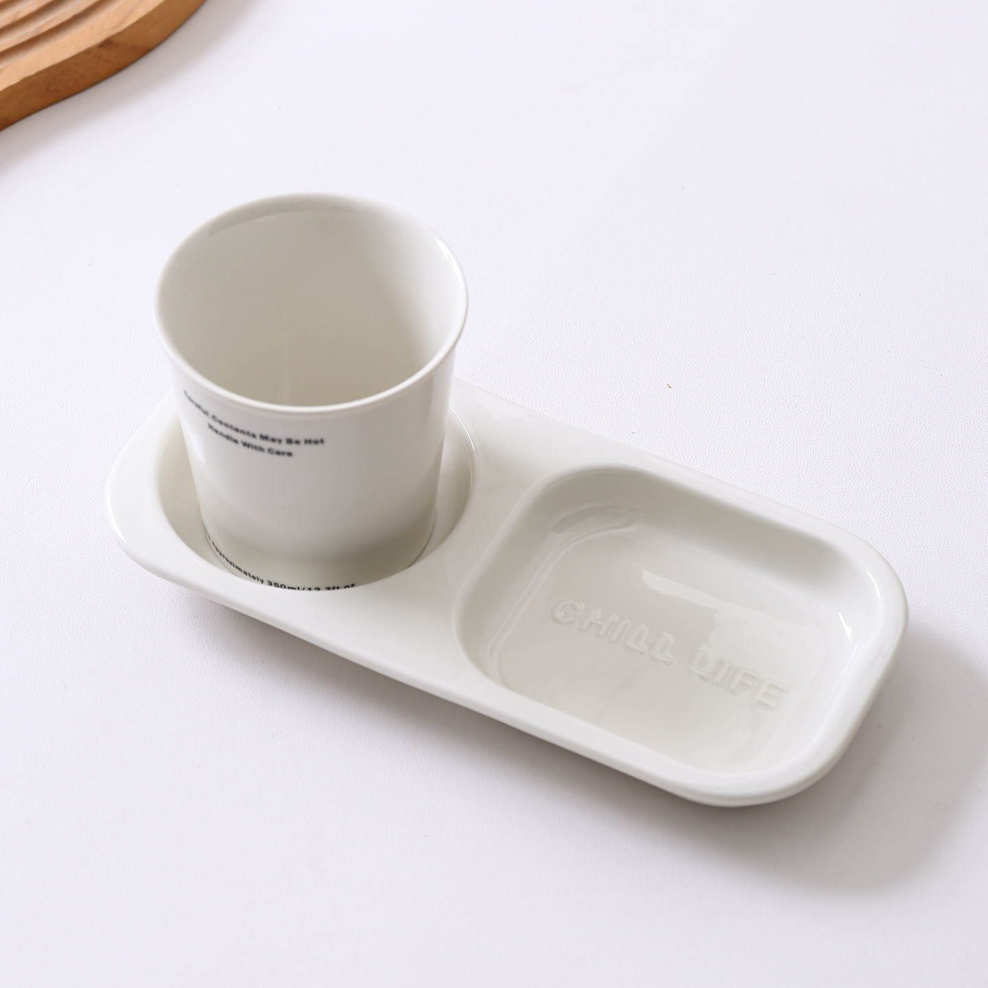 简约陶瓷餐具套装甜品咖啡店白色盘子杯子组合下午茶点心早餐盘子