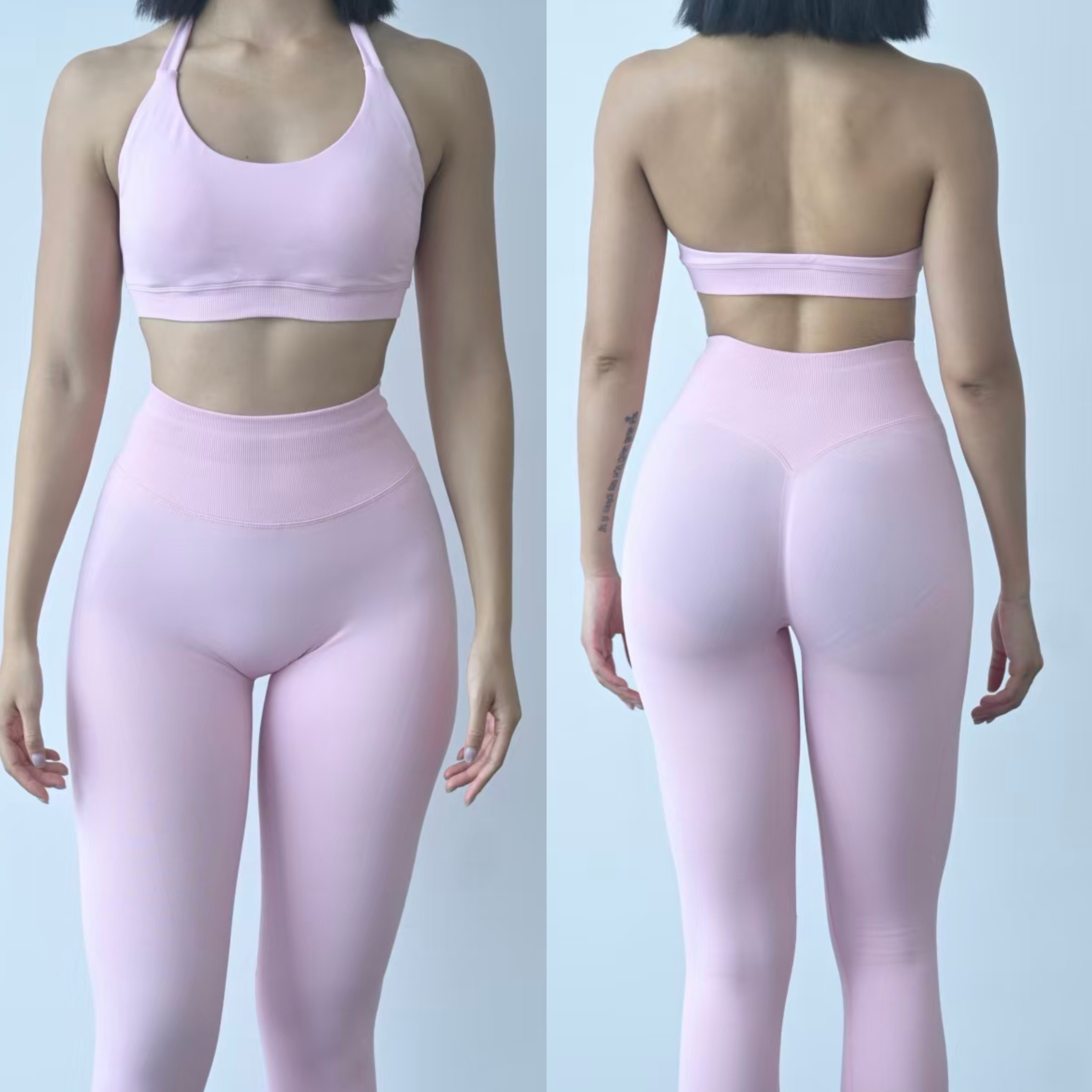 黑寡妇系列挂脖运动文胸瑜伽套装