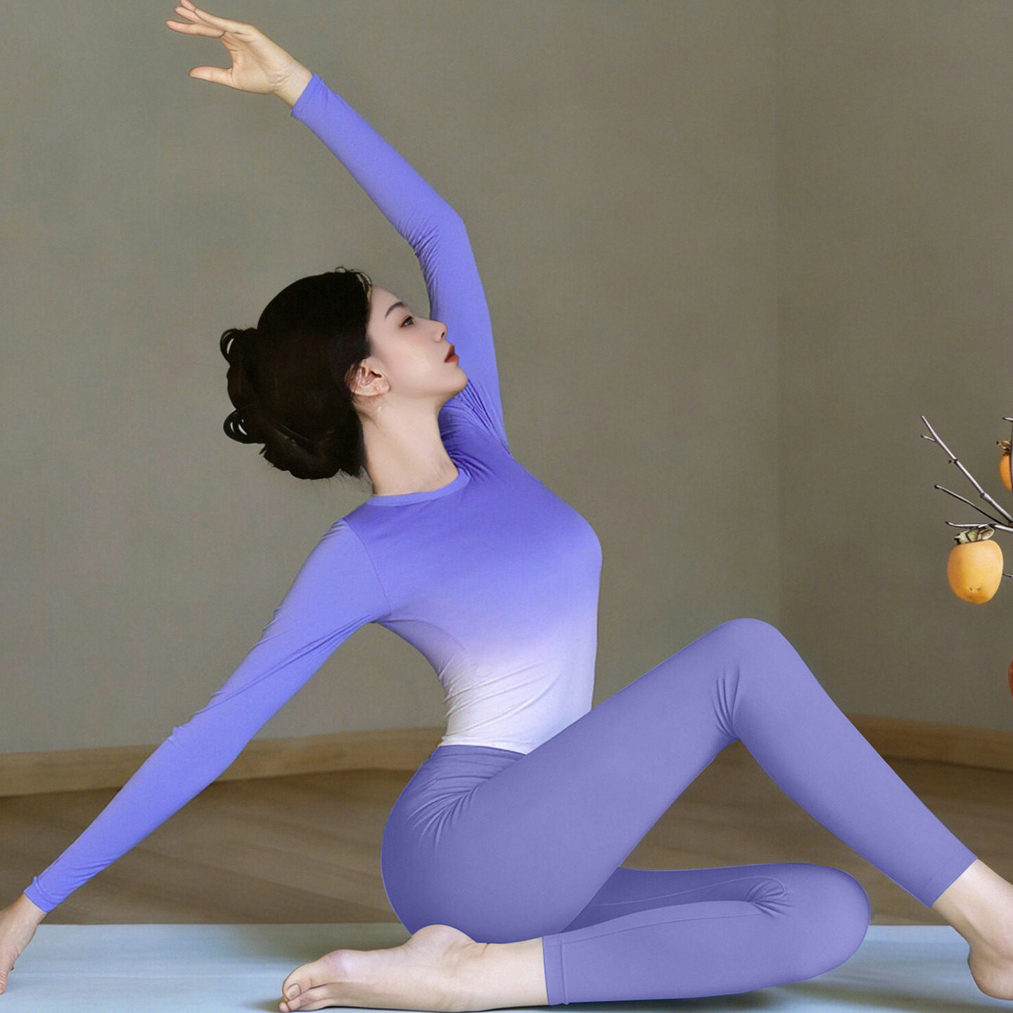 秋冬渐变色长袖瑜伽服跑步上衣女普拉提训练运动健身专用长袖t恤,运动服/休闲服装,健身衣,淘宝优惠券,粉丝福利购,淘宝优惠卷