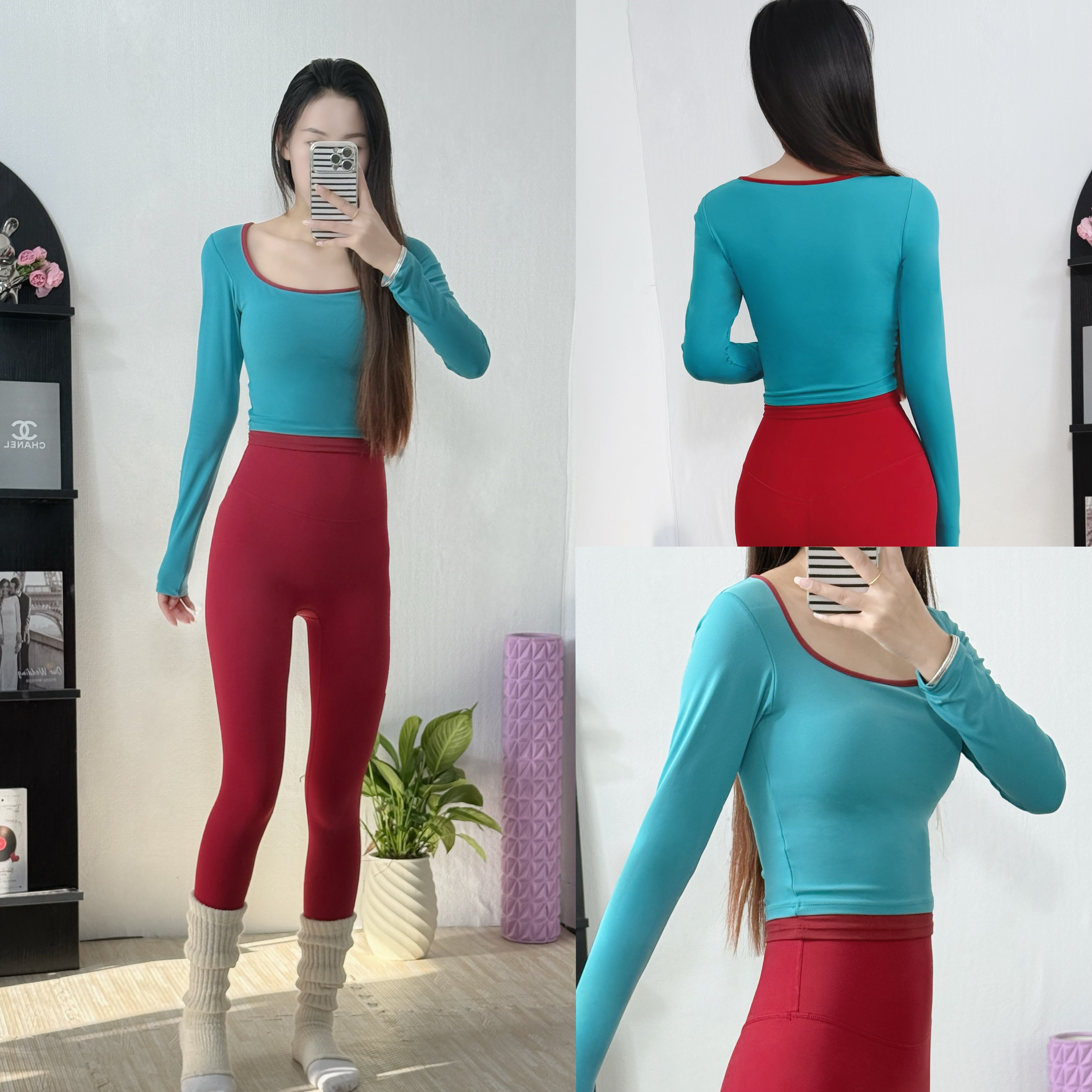 2025新款瑜伽服女长袖带胸垫运动上衣普拉提训练服健身服瑜伽服,运动服/休闲服装,健身衣,淘宝优惠券,粉丝福利购,淘宝优惠卷