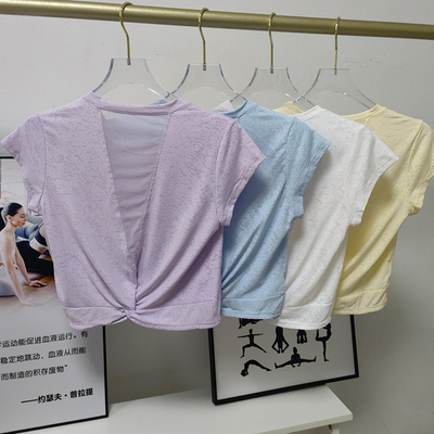 短袖女网纱拼接瑜伽服短袖