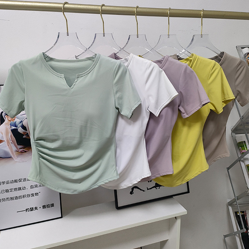 带胸垫瑜伽服训练跑步运动短袖