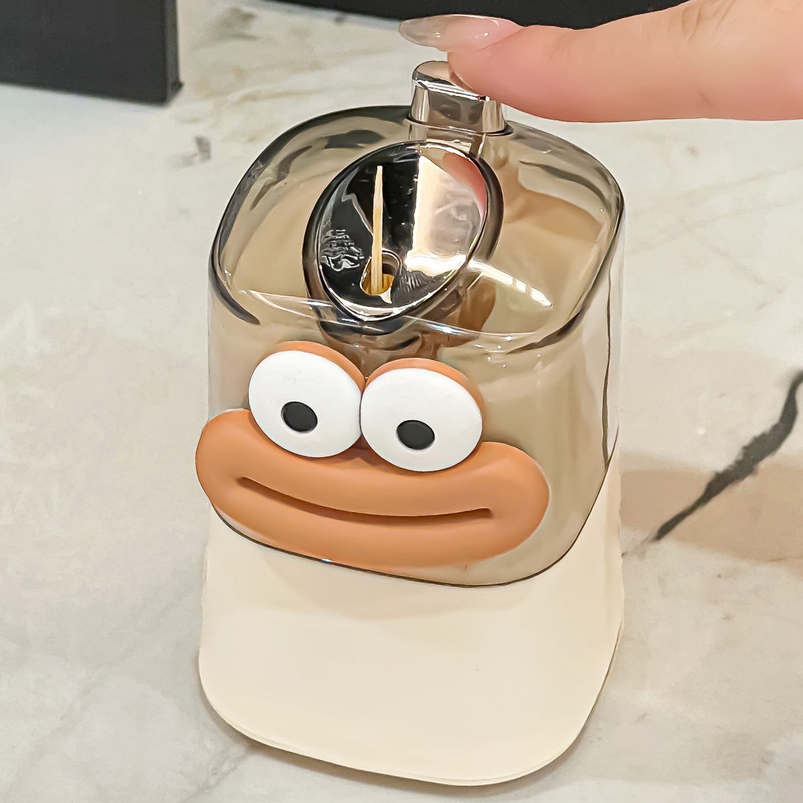 【TOP热卖】奶油风按压式牙签盒