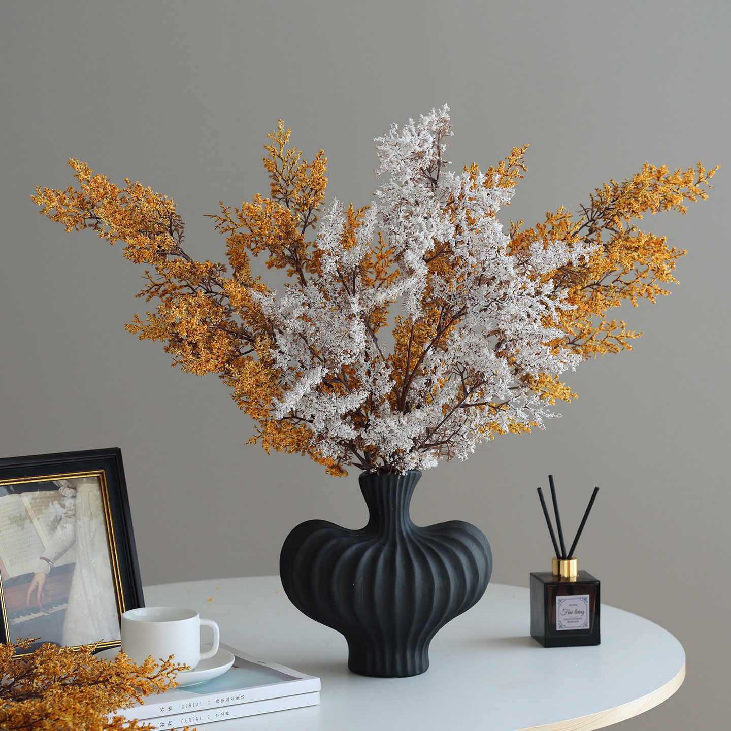 中古风雾凇仿真花假花摆设干花客厅服装店餐桌电视柜花艺摆件装饰,家居饰品,仿真花/假花,淘宝优惠券,粉丝福利购,淘宝优惠卷