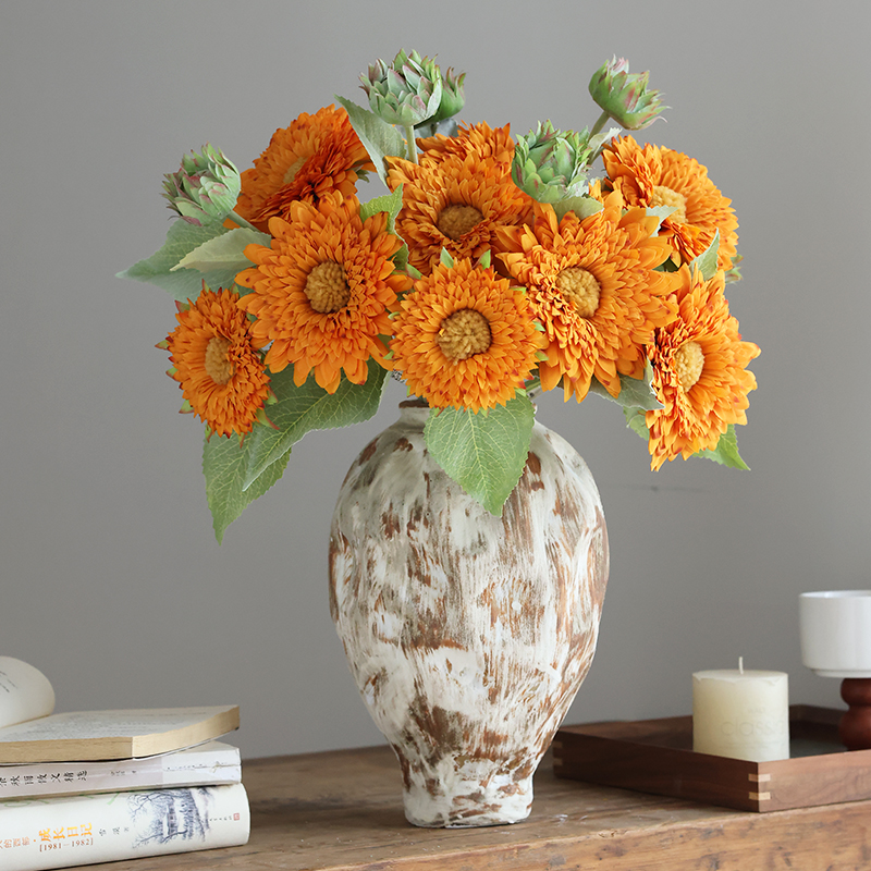 泰迪向日葵仿真花高级感家居装饰