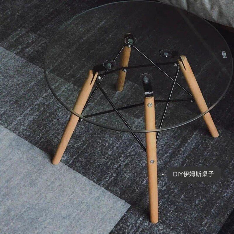 伊姆斯椅子配件小圆桌圆形桌腿实木架子可拆装木腿实木椅腿凳腿脚