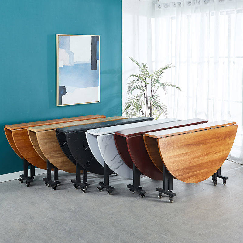 家用折叠桌子三折桌小户型多功能吃饭桌子圆形创意收纳厨房大圆桌