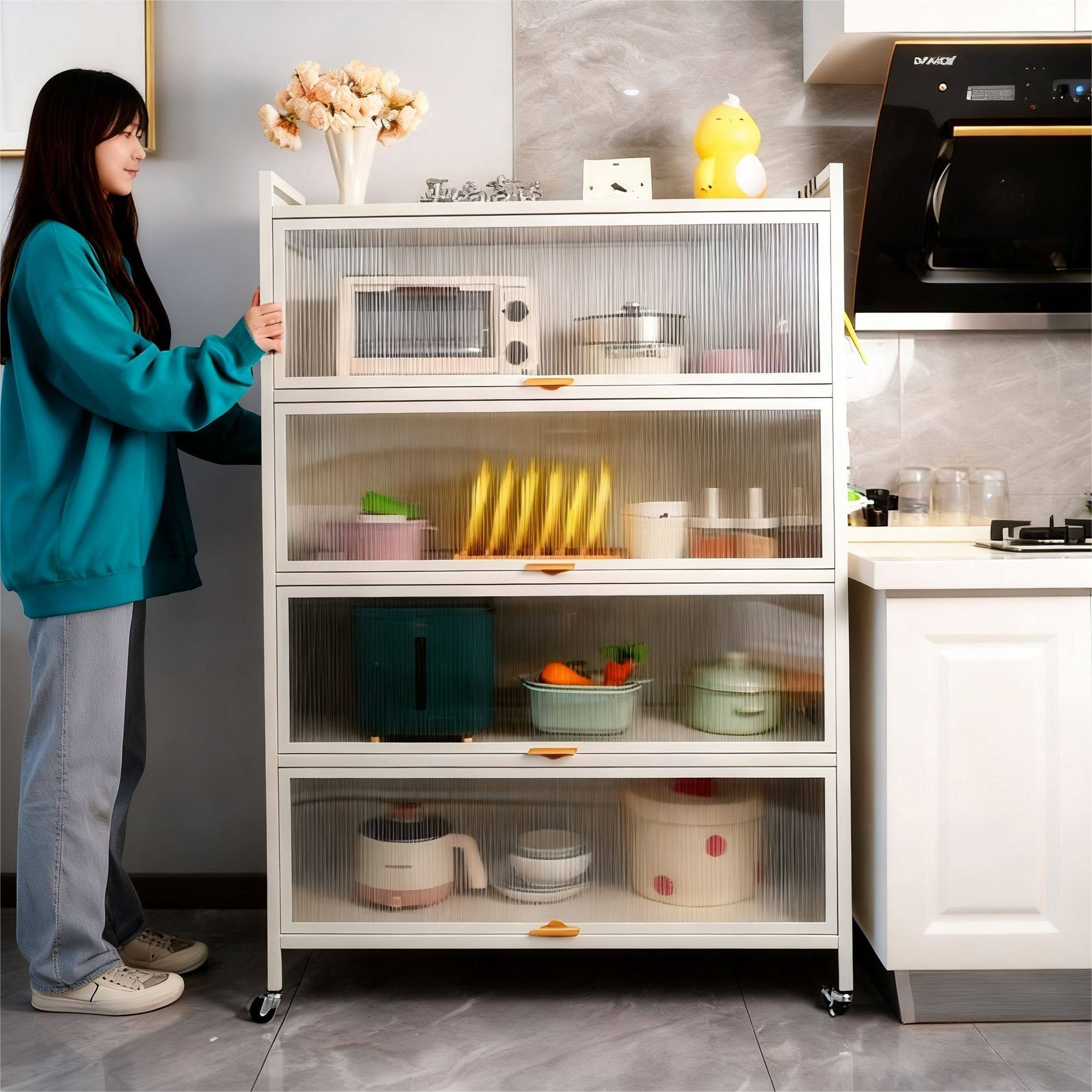 厨房碗柜置物架落地多层收纳柜子微波炉带门多功能橱柜防尘储物柜,住宅家具,儿童储物柜/玩具柜,淘宝优惠券,粉丝福利购,淘宝优惠卷