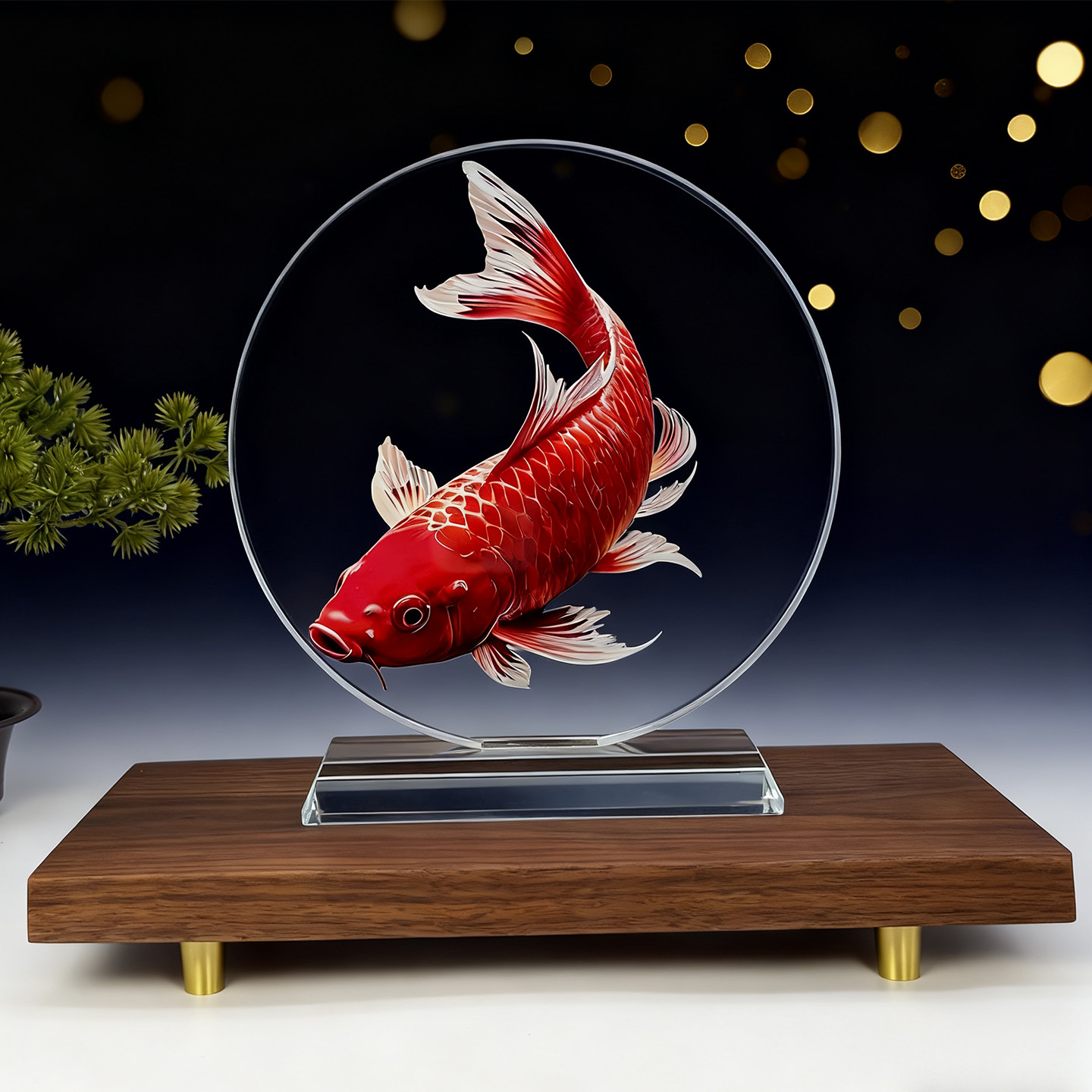 内雕年年有余锦鲤水晶摆件高档家居创意桌面装饰客厅乔迁礼工艺品