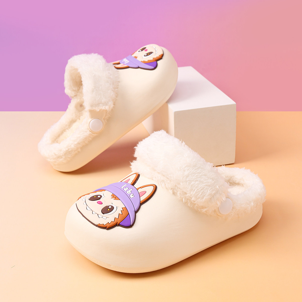儿童棉拖鞋秋冬季女童室内家居宝宝保暖卡通防滑耐脏软底拖鞋百搭