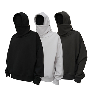 型短款 重磅450克Boxy版 连帽卫衣情侣款 款 潮 社恐帽衫 骑士卫衣