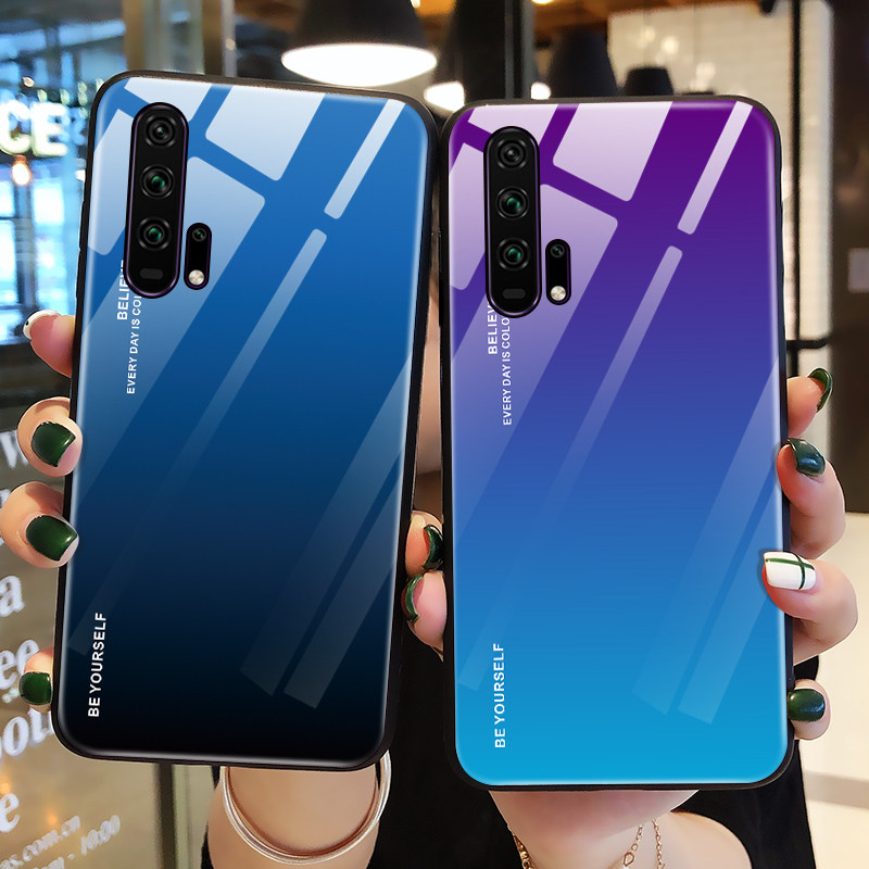 适用华为荣耀20手机壳极光玻璃荣耀20pro保护硅胶套v20外壳20s全包防