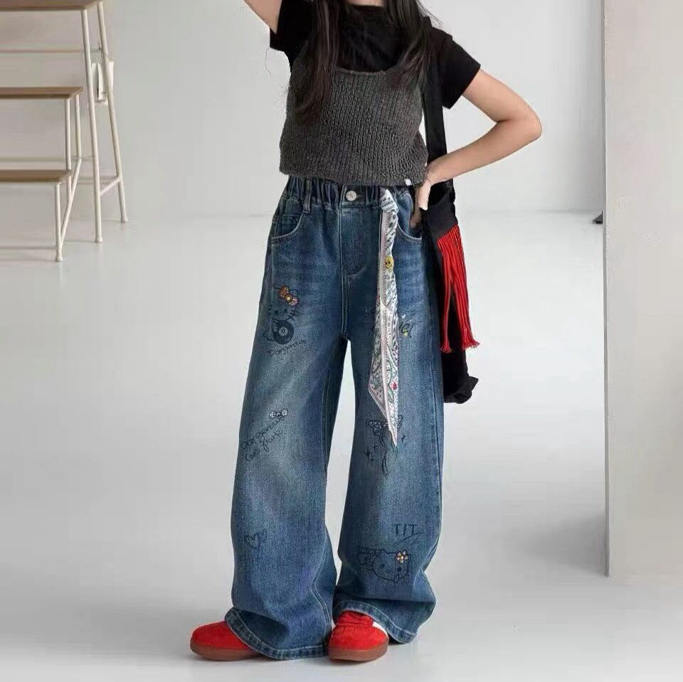 童装女童2026秋季牛仔裤新款儿童百搭直筒裤女大童休闲裤子