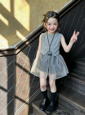 童装女童绝美裤子夏薄款2026新款洋气儿童灰色网纱裙裤女宝宝短裤
