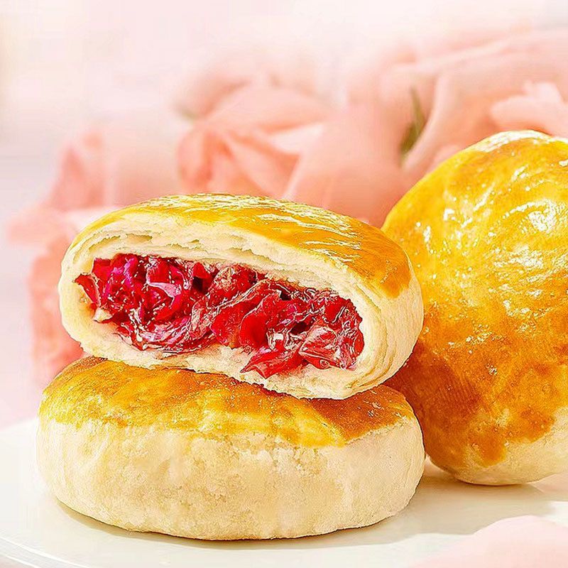 嘉华玫瑰鲜花饼8枚经典玫瑰饼云南特产传统糕点心零食下午茶