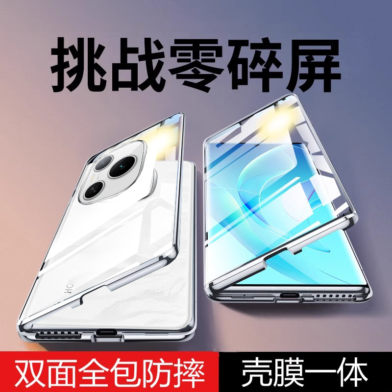 适用于荣耀power手机壳新款双面玻璃镜头全包防摔华为荣耀Power保护套壳膜一体透明超薄高级感外壳高端男女潮