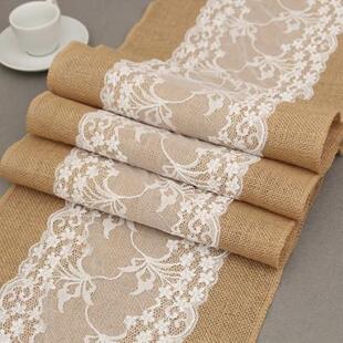 table lace Linen flag 饰 cloth Christmas黄麻布桌旗蕾丝桌布装