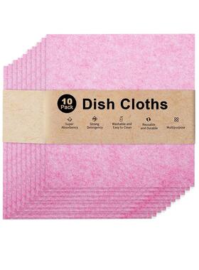 10Pack 30*30cm Kitchen Dishcloths厨房吸油椰壳抹布丝瓜洗碗布