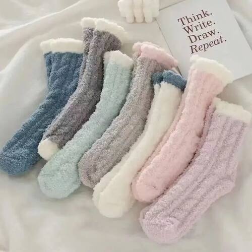 6 Pairs Assorted Color Mid-Calf Socks, Gentle Comfortable Br