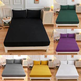 sheets fitted 纯色床笠 Size 枕套 cases bed pillow King sheet
