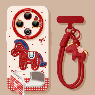 刺绣小马适用vivoY500手机壳Y300I红色本命年Y300pro保护套200新年新款Y100硅胶X300女100spro马年200叉100