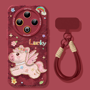 油画小马适用vivoY500手机壳Y300I高级Y300pro保护套200新年新款 Y100硅胶X300女100spro挂绳200叉100可爱