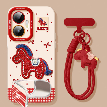 刺绣小马适用红米turbo4pro马年手机壳note13新年新款n14pro全包12防摔turbo3红色10本命年redminote9小米软