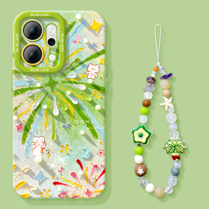 兔子烟花适用opporeno14手机壳13女reno12pro+保护套11全包9pro硅胶8防摔reno7se高级oppo软壳6por挂绳10外壳